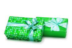 green gift wrapped presents