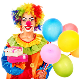 birthday clown with balloons