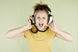 teen girl wearing headphones